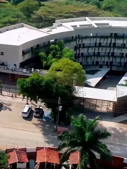 Entre Bosques visto desde el aire, rodeado de árboles